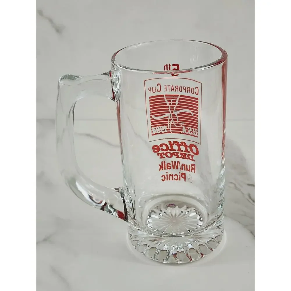 Office Depot Mug Beer Glass Corporate Cup Run Walk Picnic 1994 USA 5 1/2